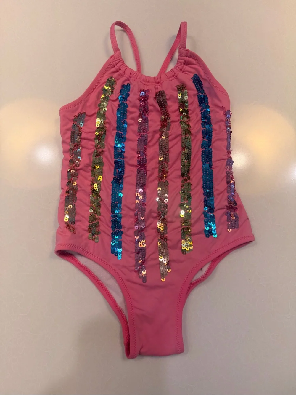 Hatley Pink Sequin Stripe One-Piece Swimsuit! Adorable! VGUC! 4T